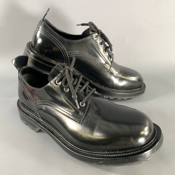 ALEXANDER MCQUEEN Size 10 Black Leather Lace Up Shoes main image 4